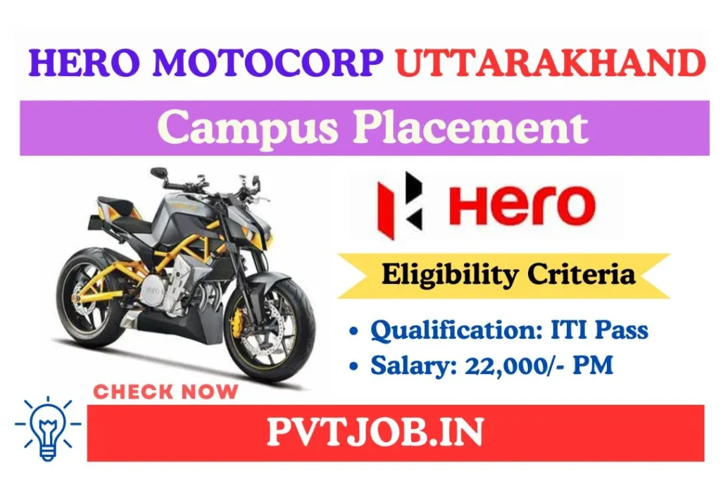 ITI Job Campus Placement 2024 for Hero MotoCorp Limited Uttarakhand
