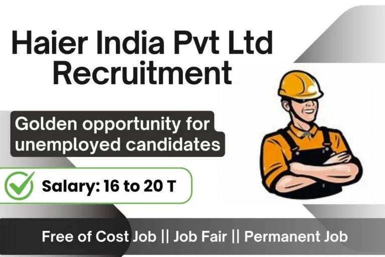 Haier India Pvt Ltd Recruitment