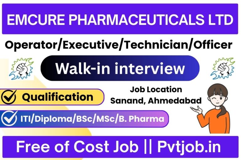 Emcure Pharmaceuticals Ltd Walk-in interview 2026