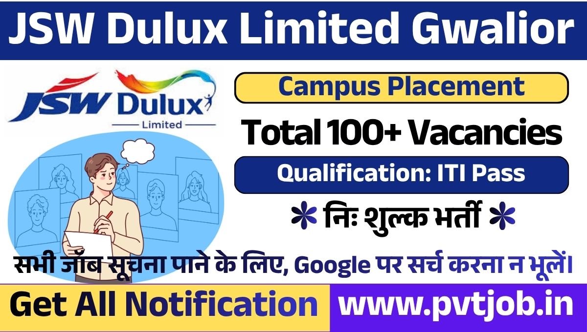 JSW Dulux Limited Gwalior Campus Placement 2026